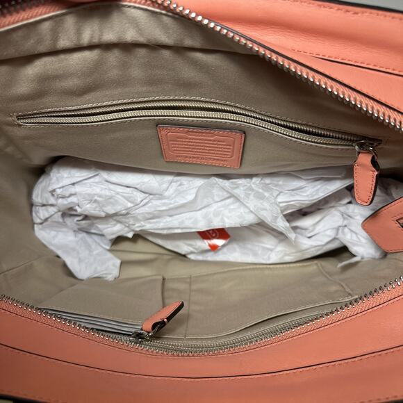 NWT Coach Legacy Perforated Leather Medium Candace Carryall 22390 Coral/Lt Sand - Picture 12 of 14